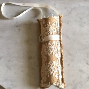 Lace & Burlap Hanging Bud Vase NWOT